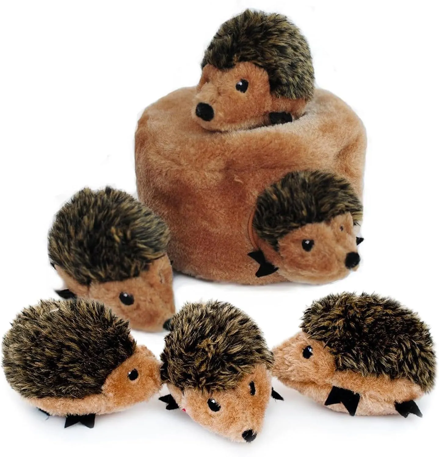 ZippyPaws Burrow - Interactive Dog & Puppy Toys for Boredom, Stimulating Pet Products to Keep Them Busy, Hide & Seek Plush Dog Puzzles, Squeaky Toy for Enrichment - Hedgehog Den & Replacement Miniz