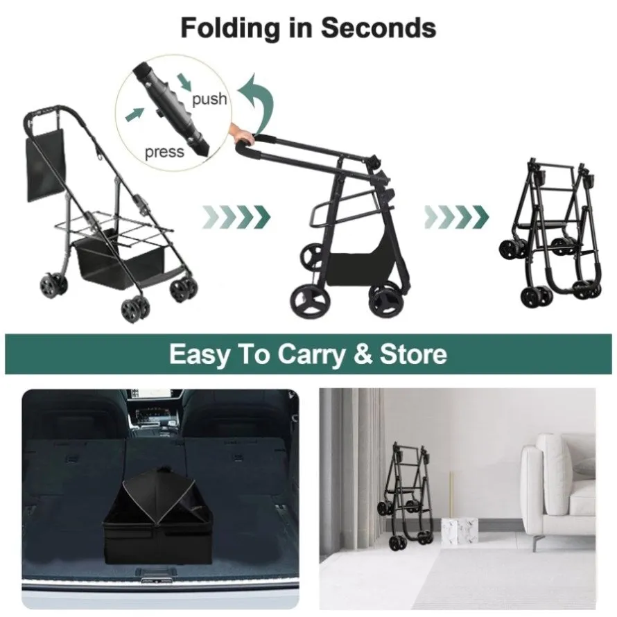 ZUN 2 in 1 Folding Dog Stroller, Pet Folding Stroller, 4 Wheels Dog/Cat Puppy Stroller w/Removable W2641P197801